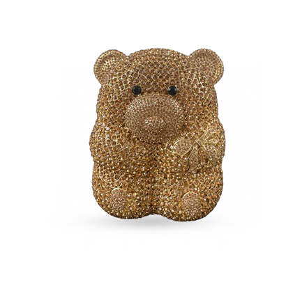 Retro and kitsch brown newest teddy bear crystal clutch, Handful size petite teddy bear clutch, Girl's crystal clutch, Birthday clutch