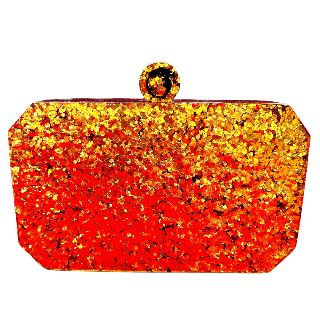 Golden and Silver Dual-Toned Glitter Clutch