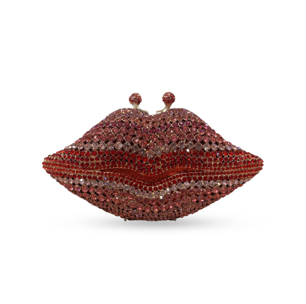 Lips Crystal Clutch - Red