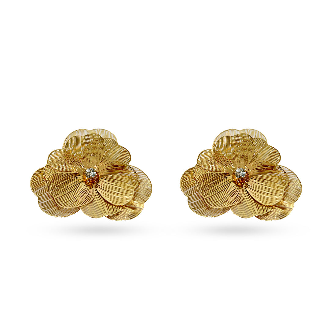 Rose Flower Gold Earrings