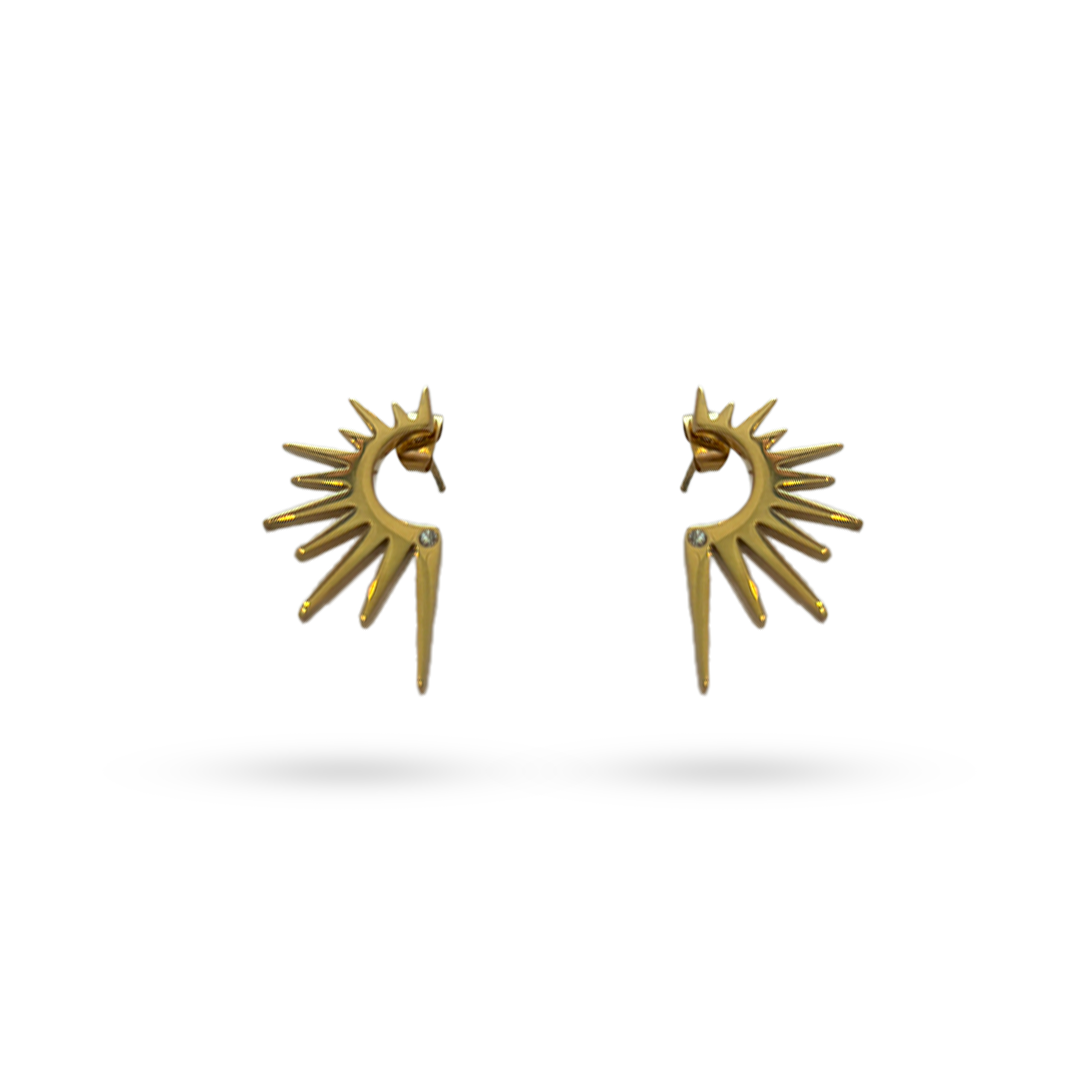 Gold Plated Spike Hoop Earrings