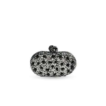 Silver and Black Spotted Resin Glitter Clutch