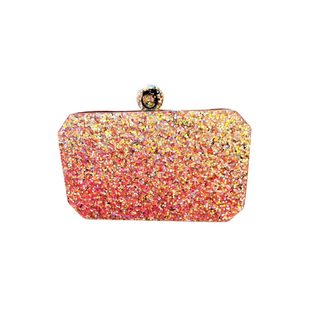 Golden and Silver Dual-Toned Glitter Clutch