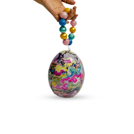 Multicolour Beaded Resin Egg Clutch