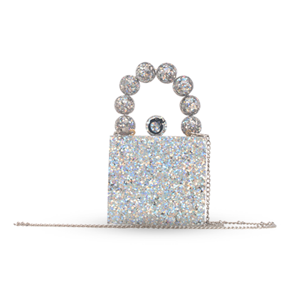 Beaded Minaudière Silver Glitter